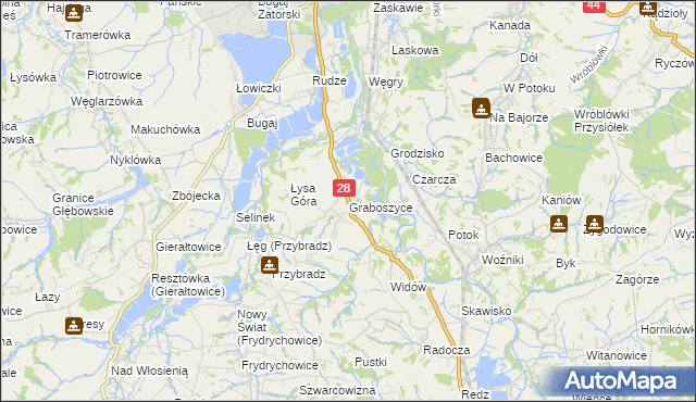 mapa Graboszyce, Graboszyce na mapie Targeo