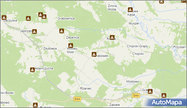 mapa Grabówek gmina Olszewo-Borki, Grabówek gmina Olszewo-Borki na mapie Targeo