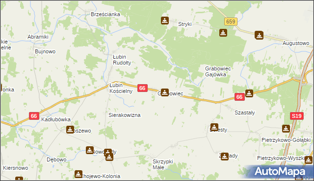 mapa Grabowiec gmina Bielsk Podlaski, Grabowiec gmina Bielsk Podlaski na mapie Targeo