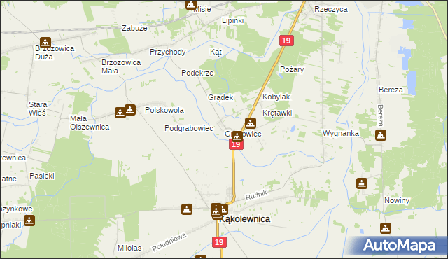 mapa Grabowiec gmina Kąkolewnica, Grabowiec gmina Kąkolewnica na mapie Targeo