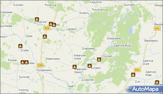 mapa Grabówiec gmina Mochowo, Grabówiec gmina Mochowo na mapie Targeo