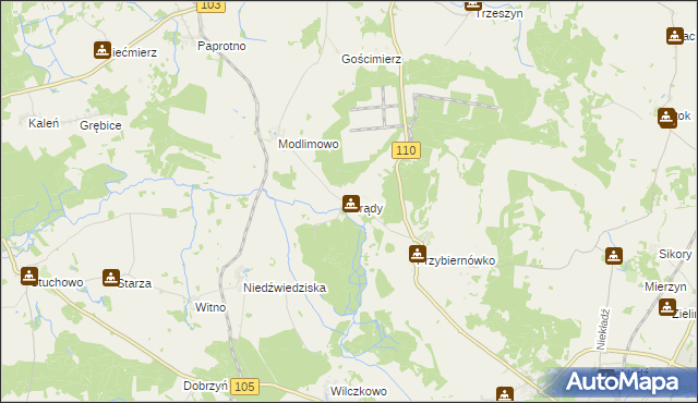 mapa Grądy gmina Gryfice, Grądy gmina Gryfice na mapie Targeo