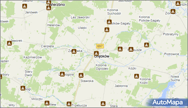 mapa Grębków, Grębków na mapie Targeo