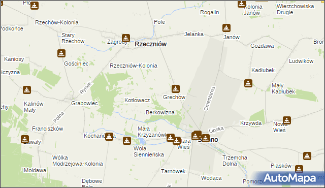 mapa Grechów, Grechów na mapie Targeo