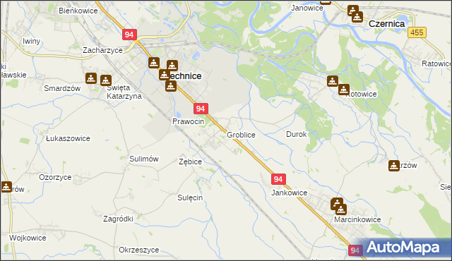 mapa Groblice, Groblice na mapie Targeo