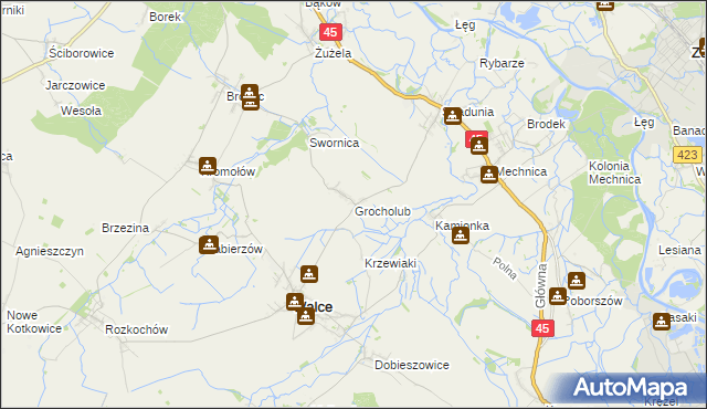 mapa Grocholub, Grocholub na mapie Targeo