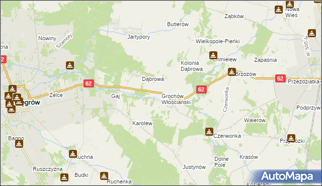 mapa Grochów Włościański, Grochów Włościański na mapie Targeo