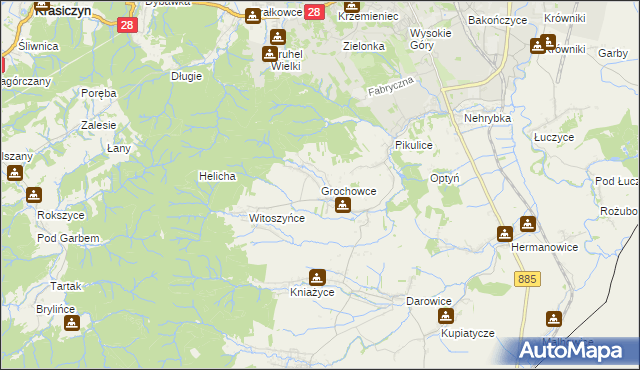 mapa Grochowce, Grochowce na mapie Targeo