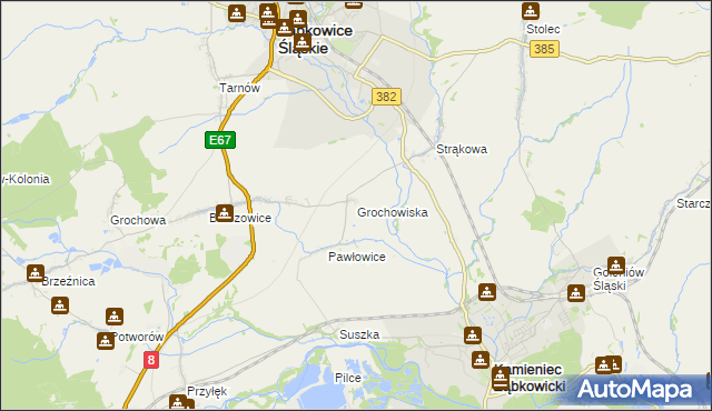 mapa Grochowiska gmina Ząbkowice Śląskie, Grochowiska gmina Ząbkowice Śląskie na mapie Targeo