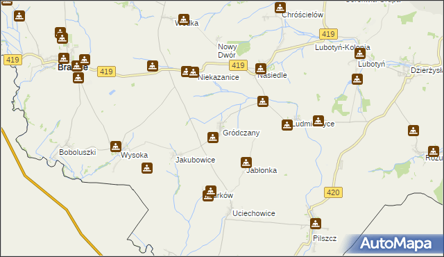 mapa Gródczany, Gródczany na mapie Targeo