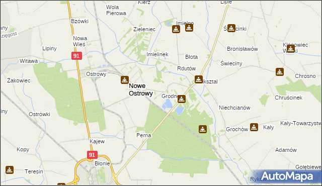 mapa Grodno gmina Nowe Ostrowy, Grodno gmina Nowe Ostrowy na mapie Targeo