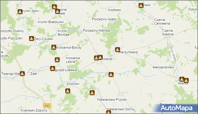 mapa Grodzisk powiat siemiatycki, Grodzisk powiat siemiatycki na mapie Targeo