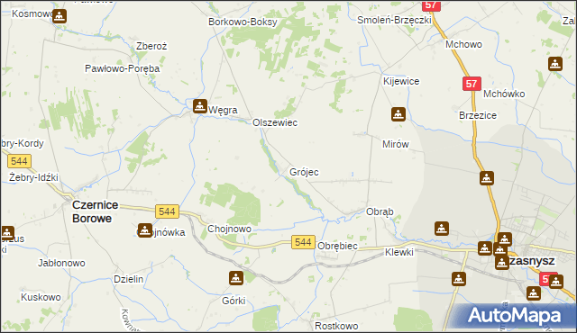 mapa Grójec gmina Czernice Borowe, Grójec gmina Czernice Borowe na mapie Targeo