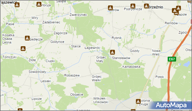 mapa Grójec Mały gmina Złoczew, Grójec Mały gmina Złoczew na mapie Targeo