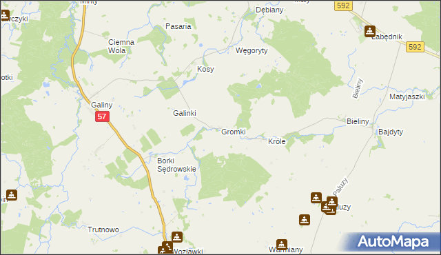 mapa Gromki, Gromki na mapie Targeo