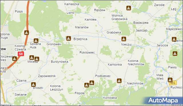 mapa Gronów gmina Burzenin, Gronów gmina Burzenin na mapie Targeo