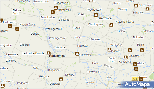 mapa Gruszów gmina Pałecznica, Gruszów gmina Pałecznica na mapie Targeo