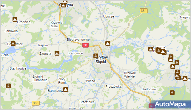 mapa Gryfów Śląski, Gryfów Śląski na mapie Targeo