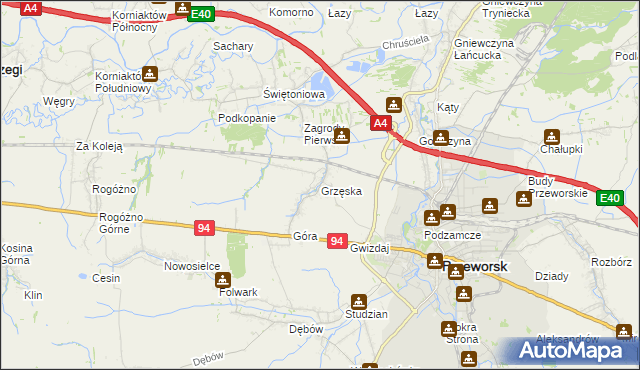 mapa Grzęska, Grzęska na mapie Targeo