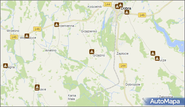 mapa Grzęzno, Grzęzno na mapie Targeo