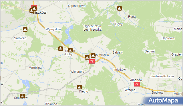mapa Grzymiszew, Grzymiszew na mapie Targeo