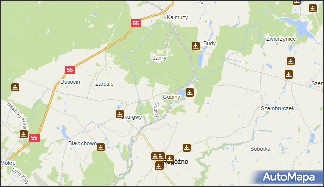 mapa Gubiny, Gubiny na mapie Targeo