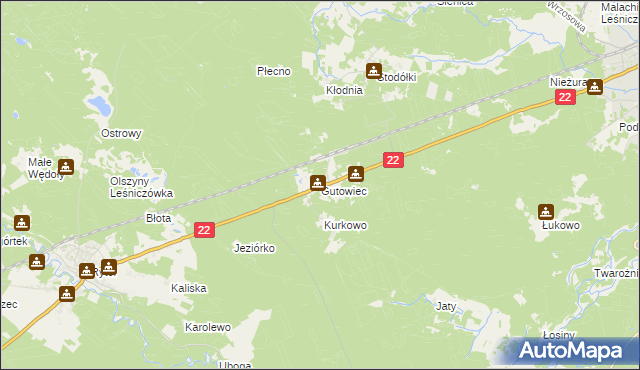 mapa Gutowiec, Gutowiec na mapie Targeo