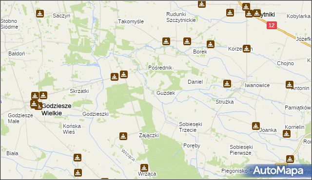 mapa Guzdek, Guzdek na mapie Targeo