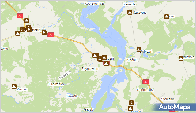 mapa Gwieździn, Gwieździn na mapie Targeo