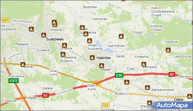 mapa Halinów powiat miński, Halinów powiat miński na mapie Targeo