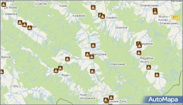 mapa Hańczowa, Hańczowa na mapie Targeo