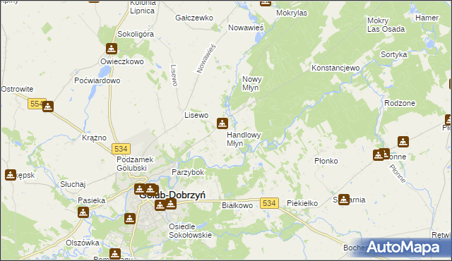 mapa Handlowy Młyn, Handlowy Młyn na mapie Targeo