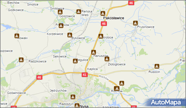 mapa Hanuszów, Hanuszów na mapie Targeo