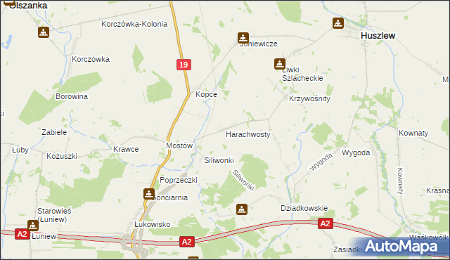 mapa Harachwosty, Harachwosty na mapie Targeo