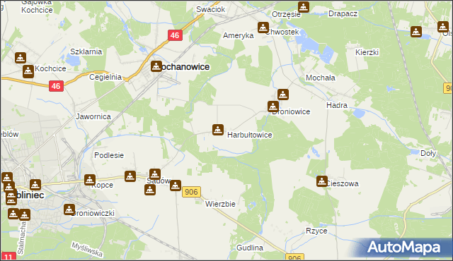 mapa Harbułtowice, Harbułtowice na mapie Targeo