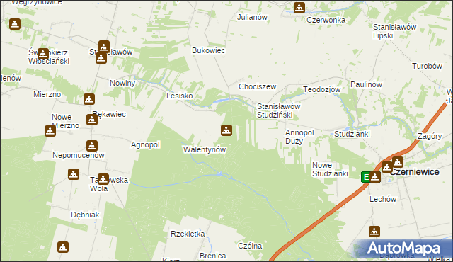 mapa Helenów gmina Czerniewice, Helenów gmina Czerniewice na mapie Targeo