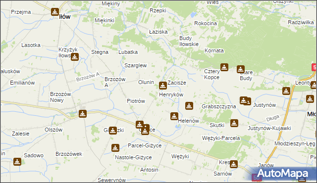 mapa Henryków gmina Iłów, Henryków gmina Iłów na mapie Targeo