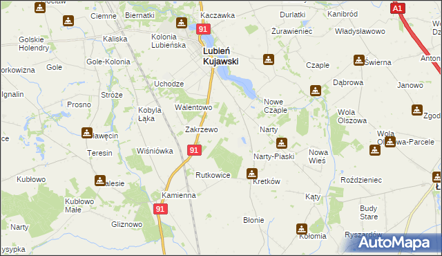 mapa Henryków gmina Lubień Kujawski, Henryków gmina Lubień Kujawski na mapie Targeo