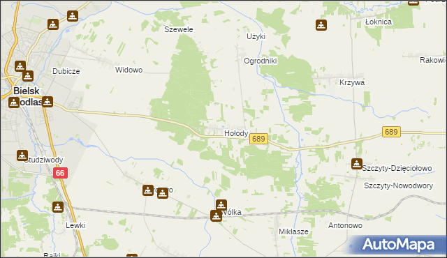 mapa Hołody, Hołody na mapie Targeo