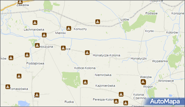 mapa Honiatycze-Kolonia, Honiatycze-Kolonia na mapie Targeo
