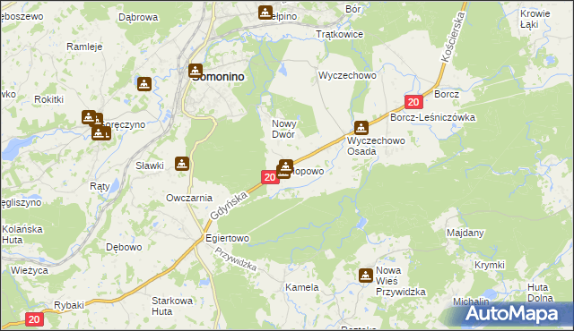 mapa Hopowo, Hopowo na mapie Targeo
