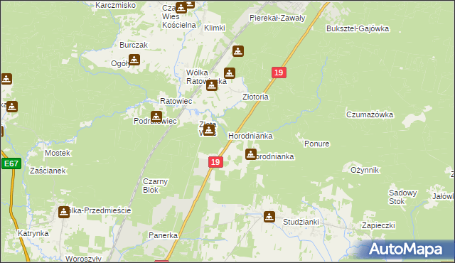 mapa Horodnianka gmina Czarna Białostocka, Horodnianka gmina Czarna Białostocka na mapie Targeo