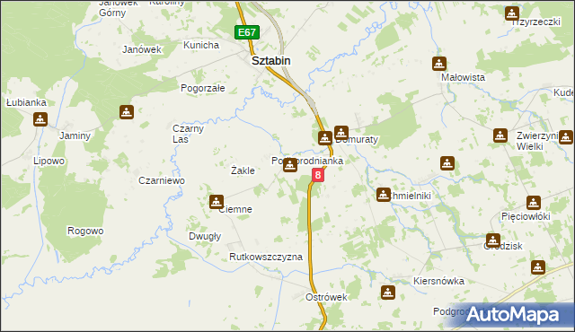 mapa Horodnianka gmina Suchowola, Horodnianka gmina Suchowola na mapie Targeo