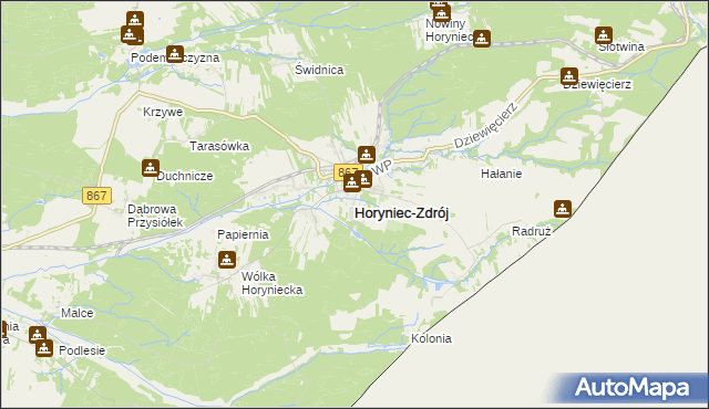 mapa Horyniec-Zdrój, Horyniec-Zdrój na mapie Targeo