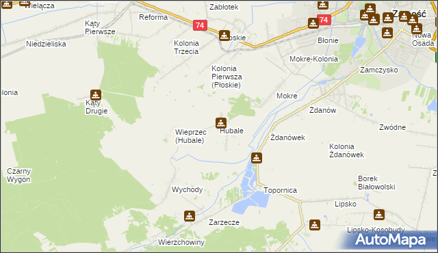 mapa Hubale, Hubale na mapie Targeo