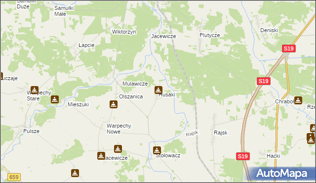 mapa Husaki, Husaki na mapie Targeo