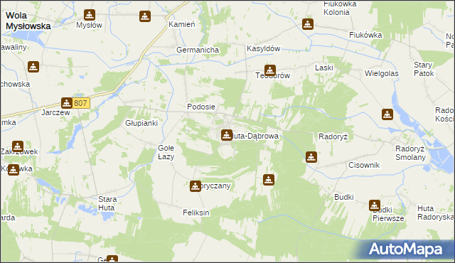 mapa Huta-Dąbrowa, Huta-Dąbrowa na mapie Targeo