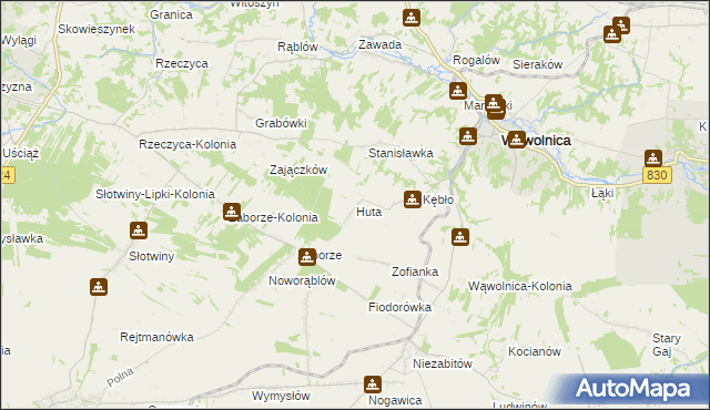 mapa Huta gmina Wąwolnica, Huta gmina Wąwolnica na mapie Targeo