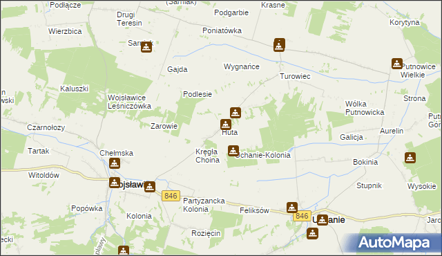mapa Huta gmina Wojsławice, Huta gmina Wojsławice na mapie Targeo