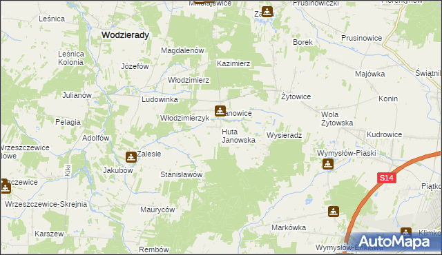 mapa Huta Janowska, Huta Janowska na mapie Targeo